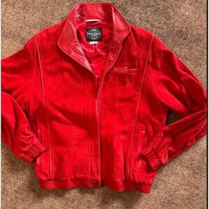 Bold Vintage Red Suede and Leather Jacket – Size 10/M